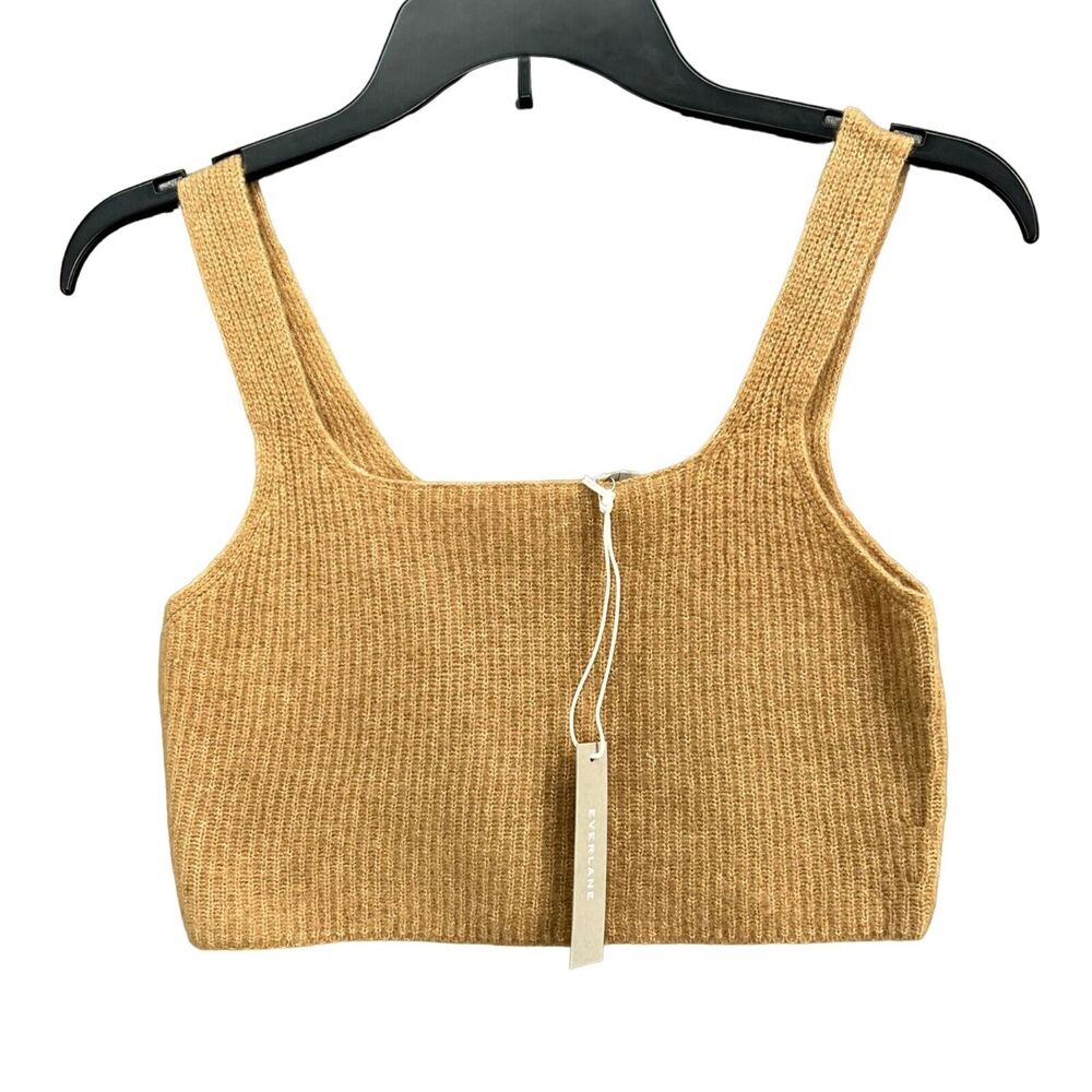 Everlane Cozy‎ Stretch Tank M Camel Tan Wool Yak Tank Square Neck Minimalist NEW